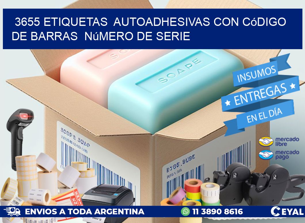 3655 etiquetas  autoadhesivas con código de barras  número de serie