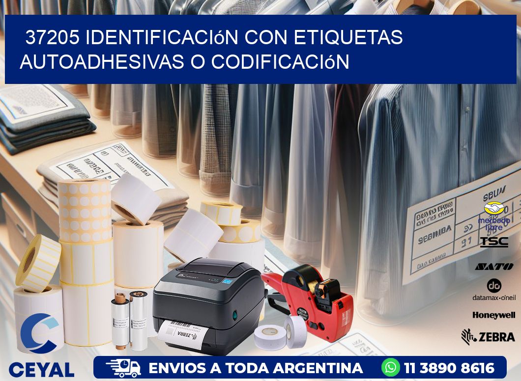 37205 identificación con etiquetas autoadhesivas o codificación