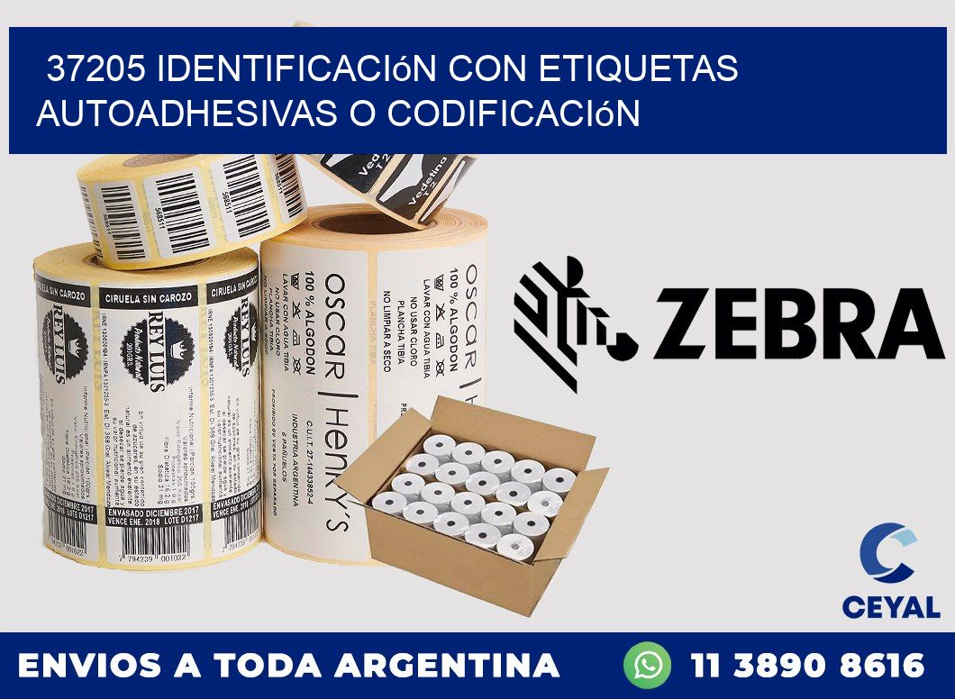 37205 identificación con etiquetas autoadhesivas o codificación