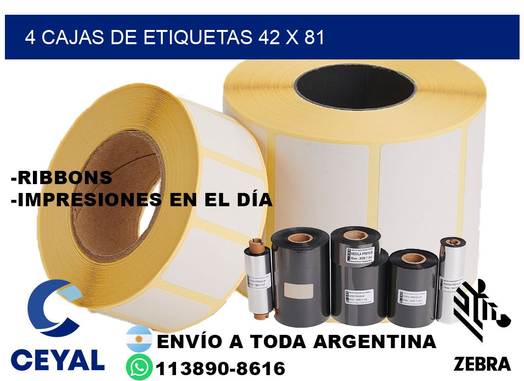 4 cajas de etiquetas 42 x 81