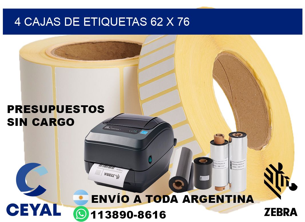 4 cajas de etiquetas 62 x 76