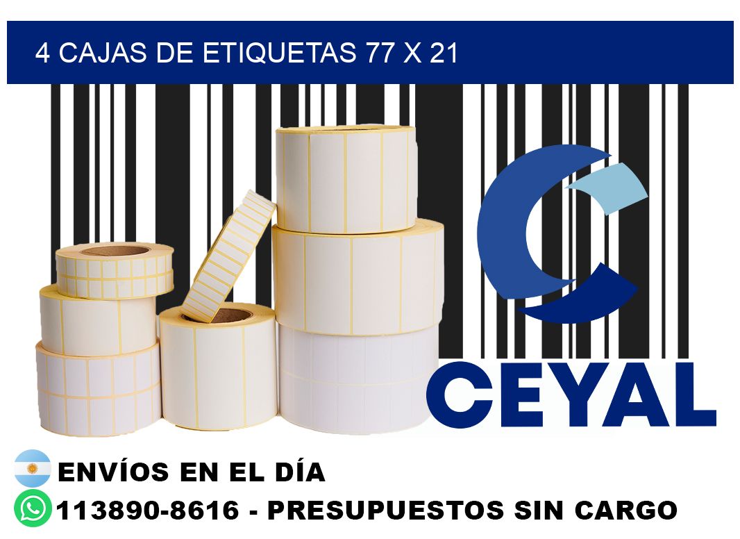 4 cajas de etiquetas 77 x 21