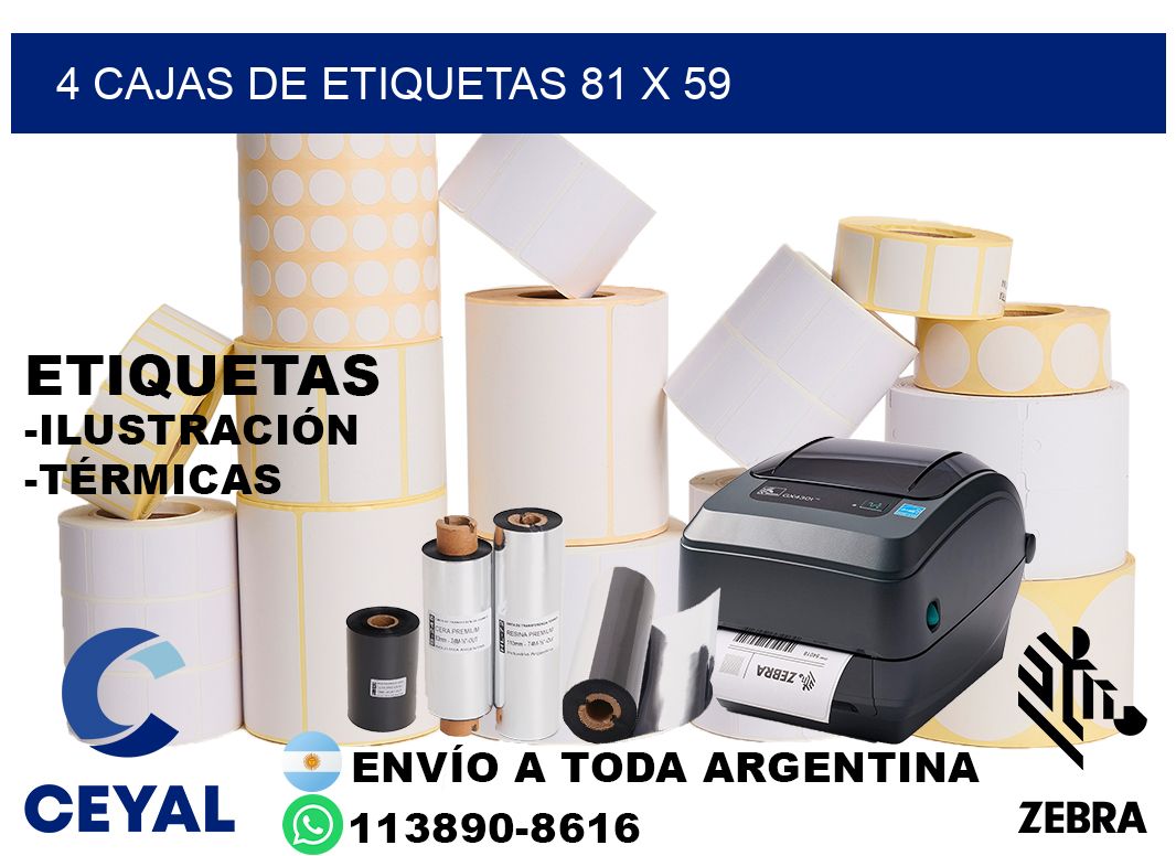 4 cajas de etiquetas 81 x 59