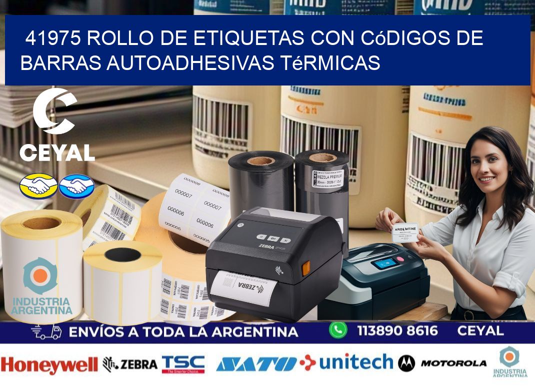 41975 Rollo de etiquetas con códigos de barras autoadhesivas térmicas