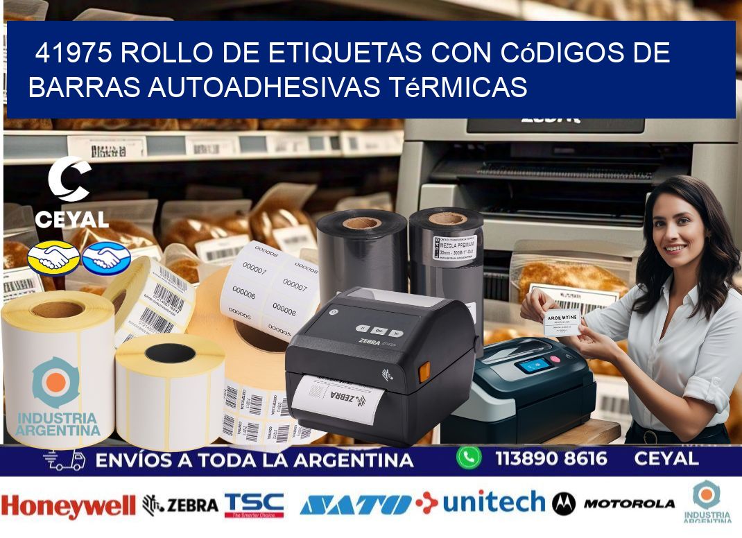 41975 Rollo de etiquetas con códigos de barras autoadhesivas térmicas