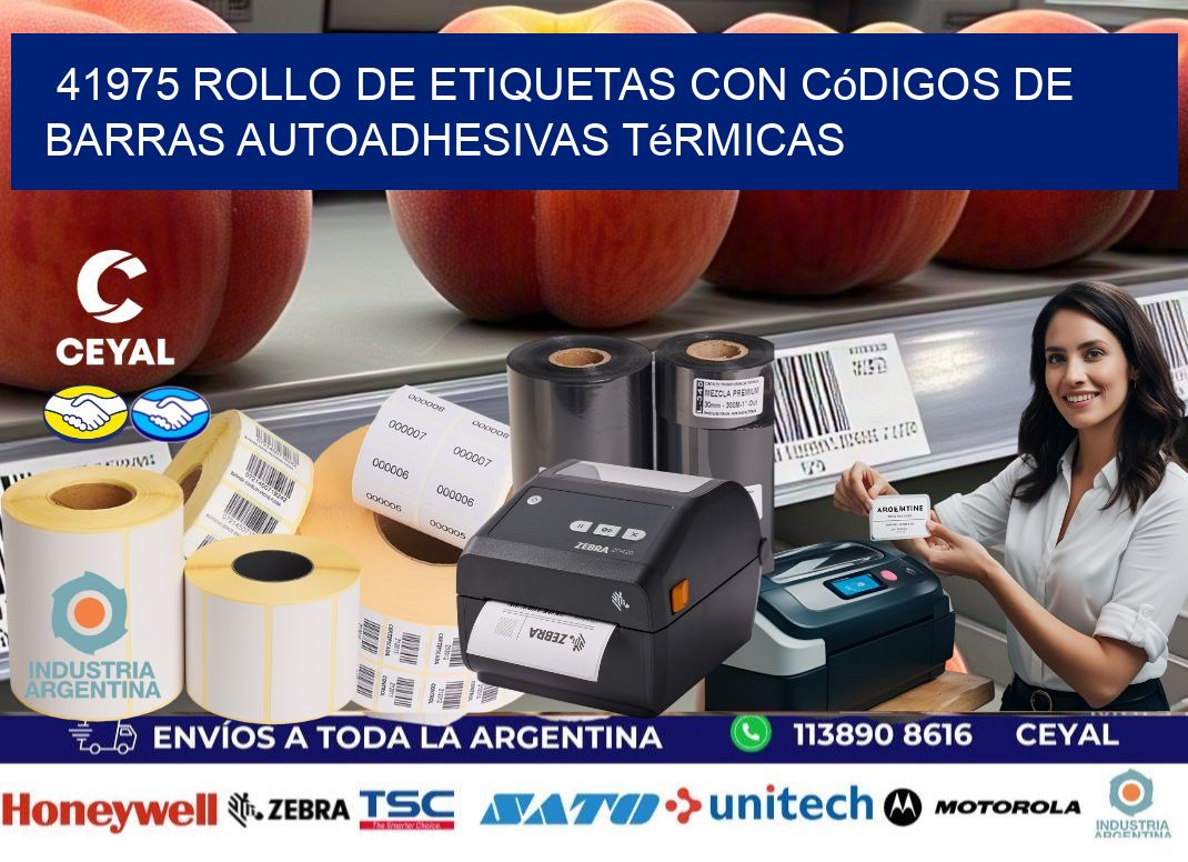 41975 Rollo de etiquetas con códigos de barras autoadhesivas térmicas