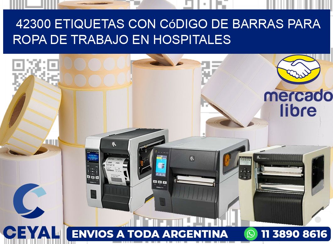 42300 Etiquetas con código de barras para ropa de trabajo en hospitales