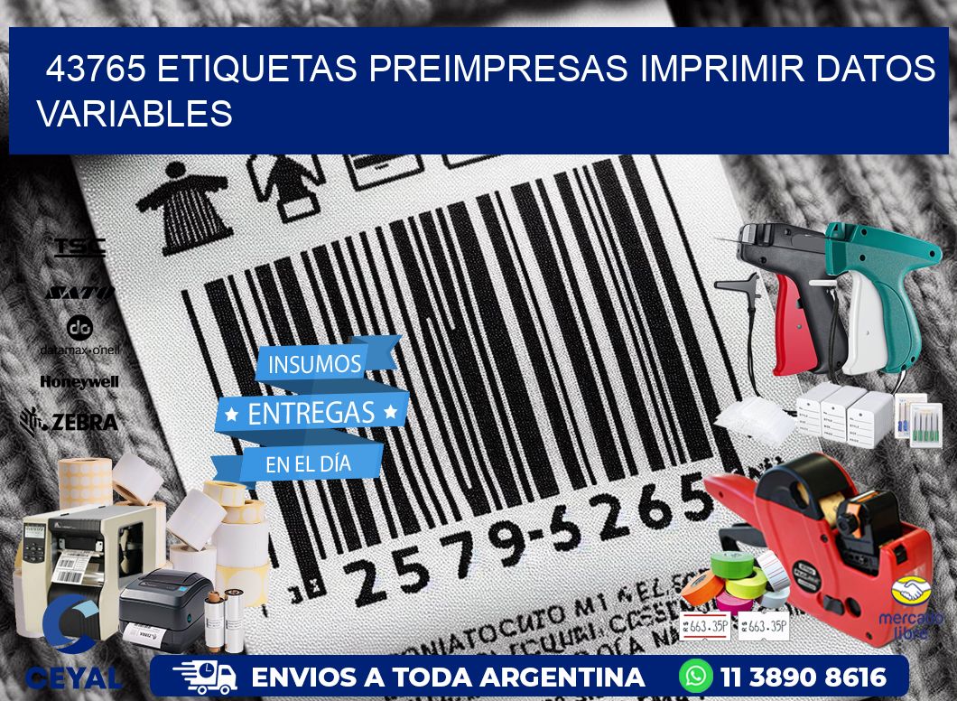 43765 Etiquetas preimpresas imprimir datos variables