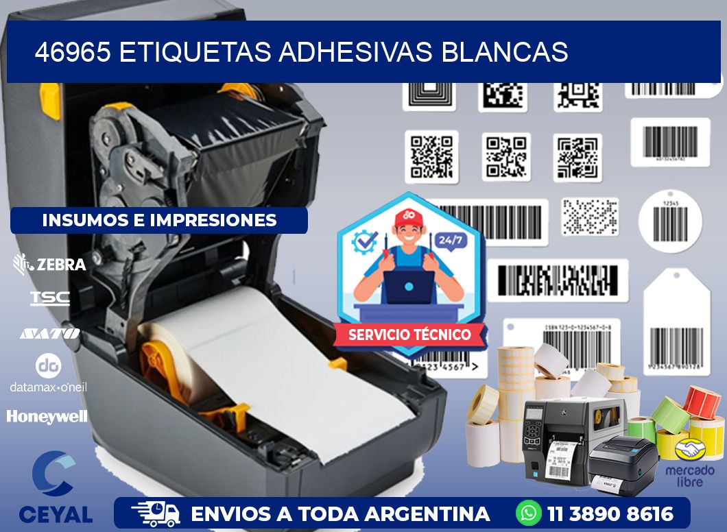 46965 etiquetas adhesivas blancas