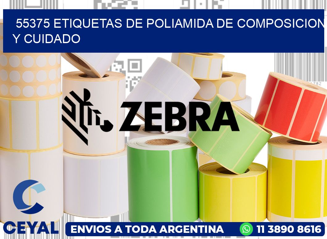 55375 etiquetas de poliamida de composicion y cuidado