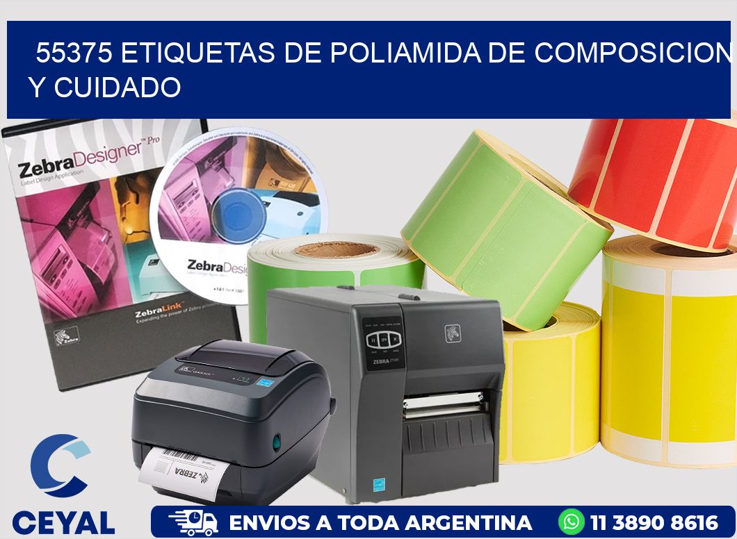 55375 etiquetas de poliamida de composicion y cuidado