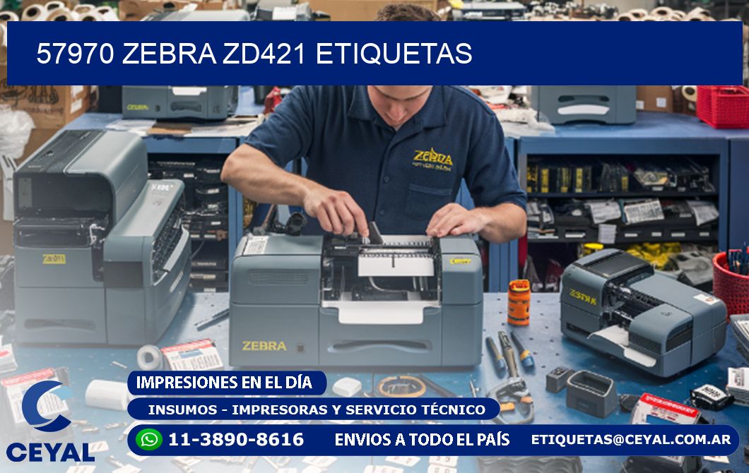 57970 Zebra ZD421 etiquetas