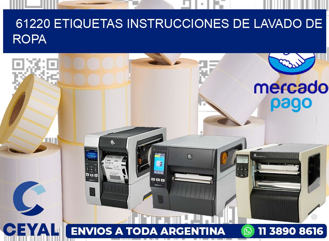 61220 etiquetas instrucciones de lavado de ropa