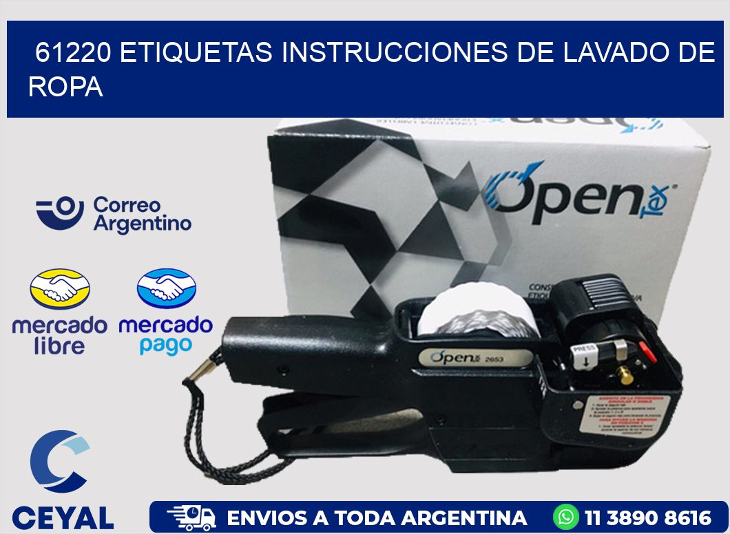 61220 etiquetas instrucciones de lavado de ropa