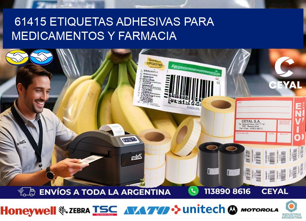 61415 Etiquetas adhesivas para medicamentos y farmacia