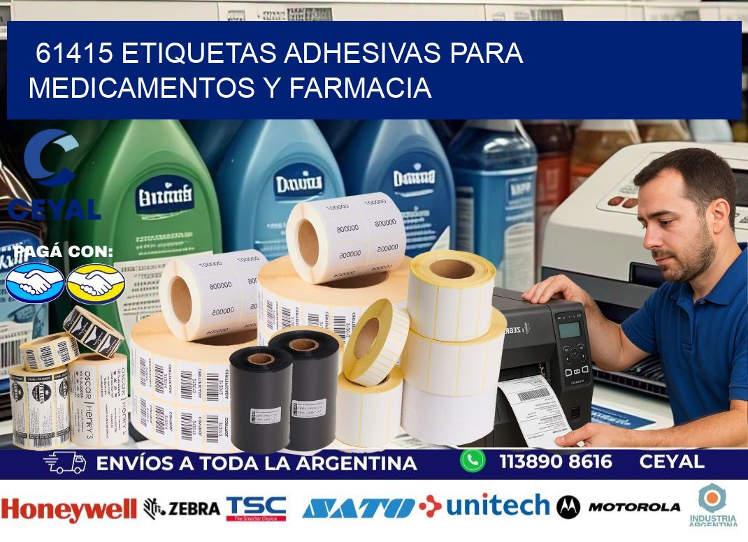 61415 Etiquetas adhesivas para medicamentos y farmacia