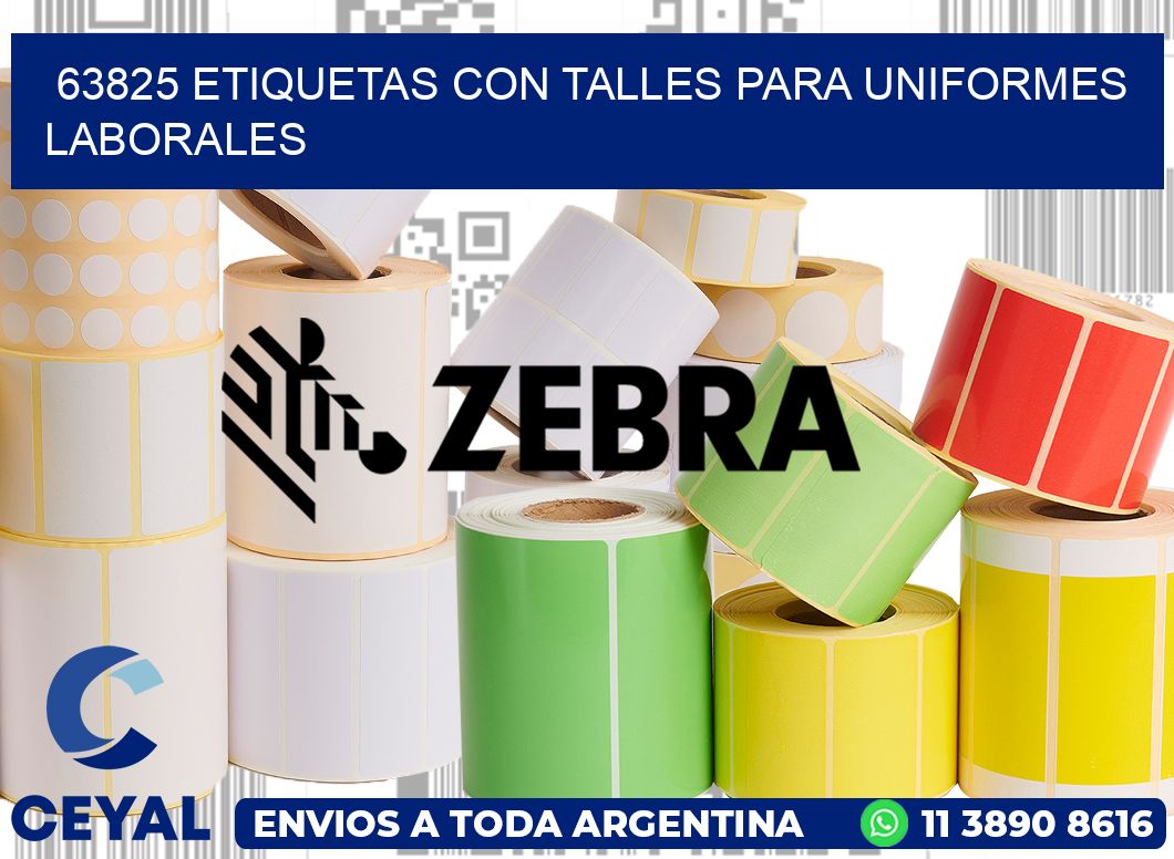 63825 etiquetas con talles para uniformes laborales