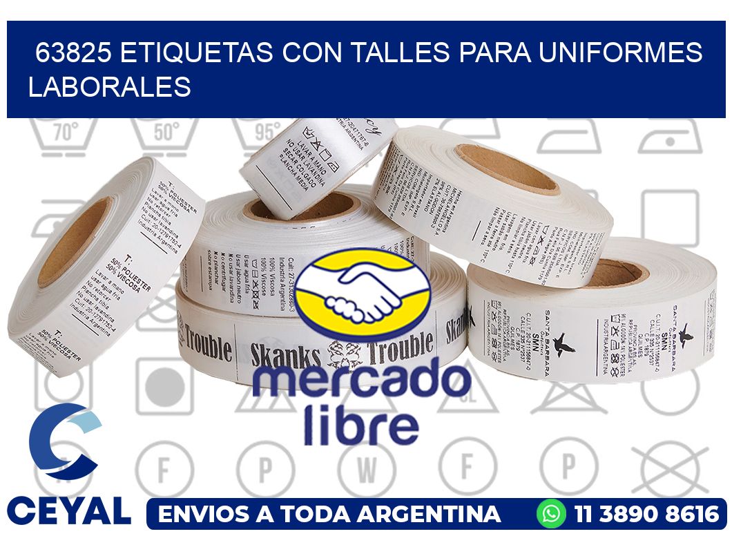 63825 etiquetas con talles para uniformes laborales