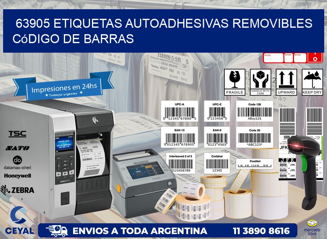 63905 etiquetas autoadhesivas removibles código de barras