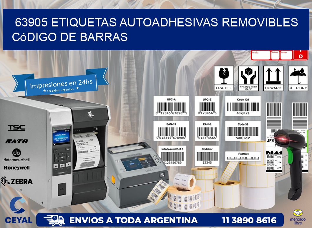 63905 etiquetas autoadhesivas removibles código de barras