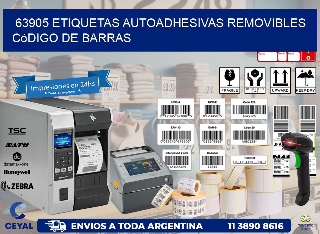 63905 etiquetas autoadhesivas removibles código de barras