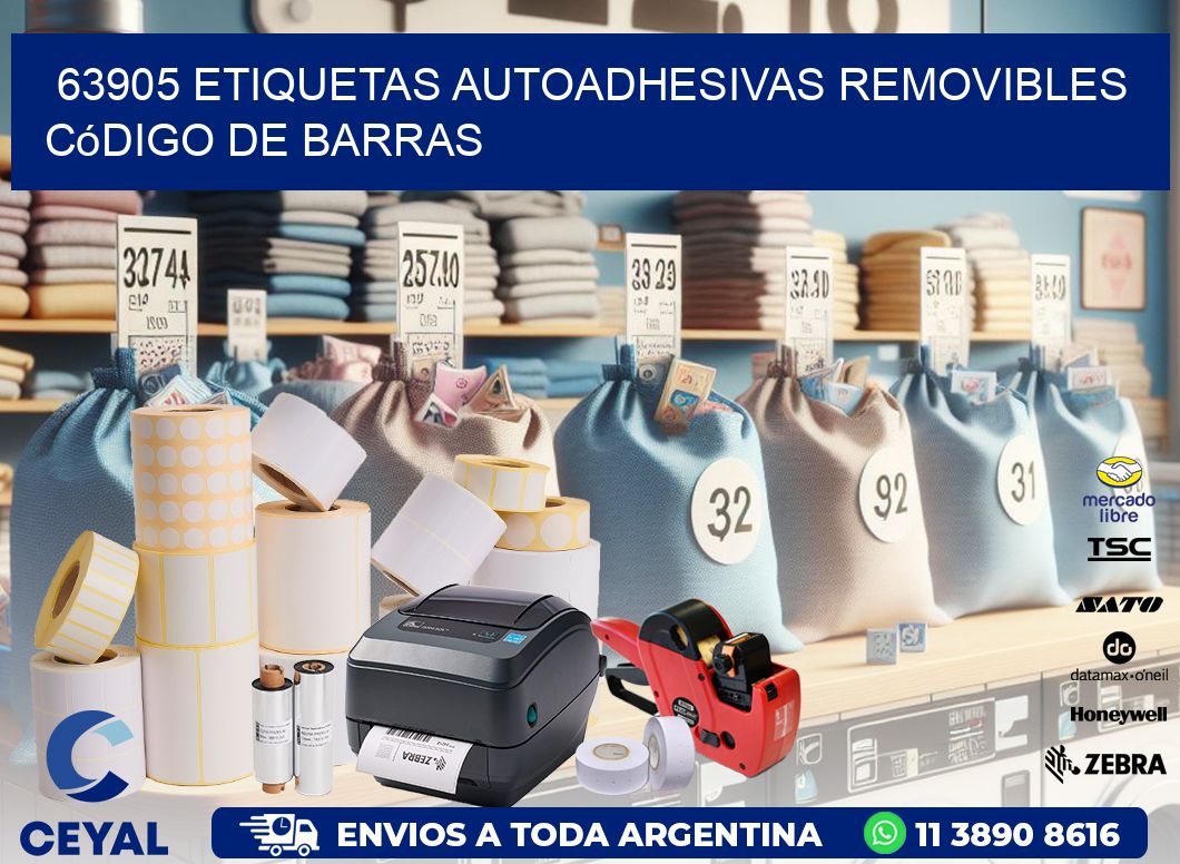 63905 etiquetas autoadhesivas removibles código de barras