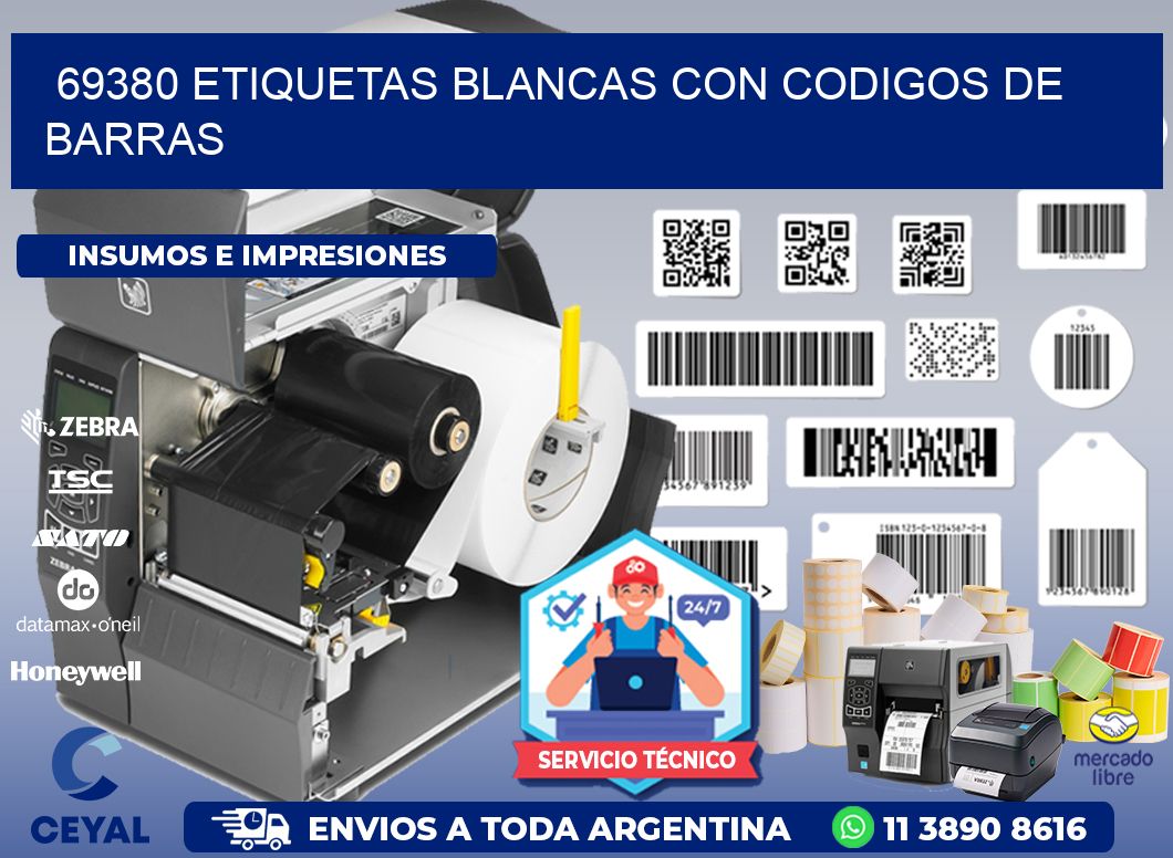 69380 etiquetas blancas con codigos de barras