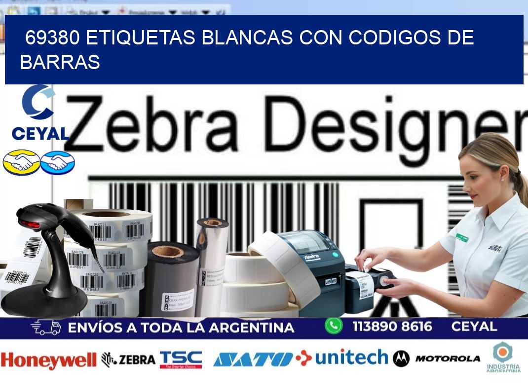 69380 etiquetas blancas con codigos de barras