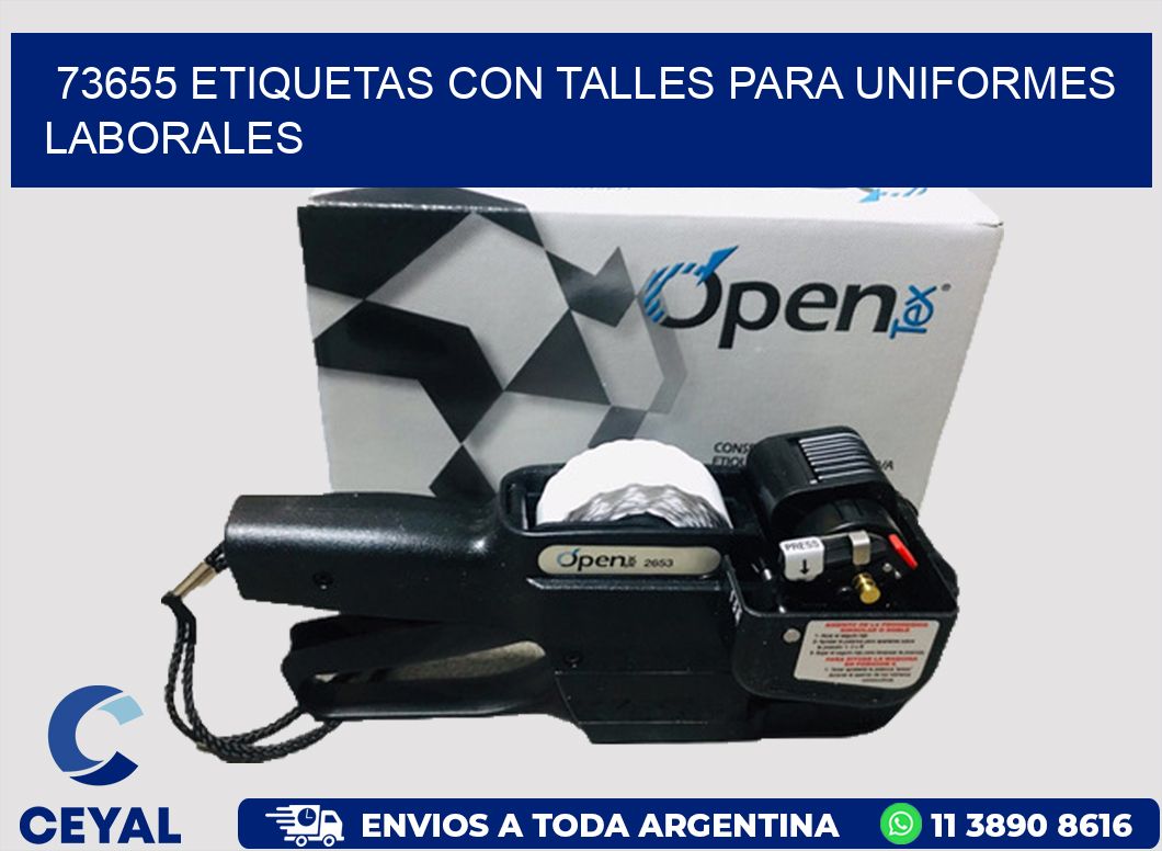 73655 etiquetas con talles para uniformes laborales