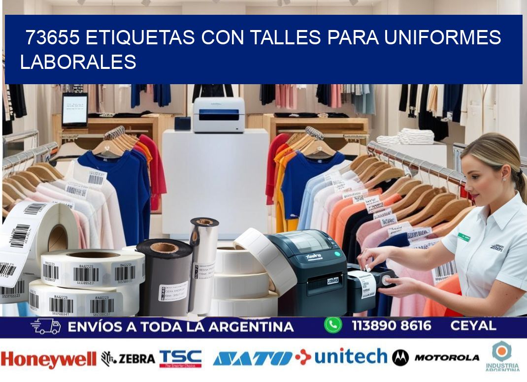 73655 etiquetas con talles para uniformes laborales