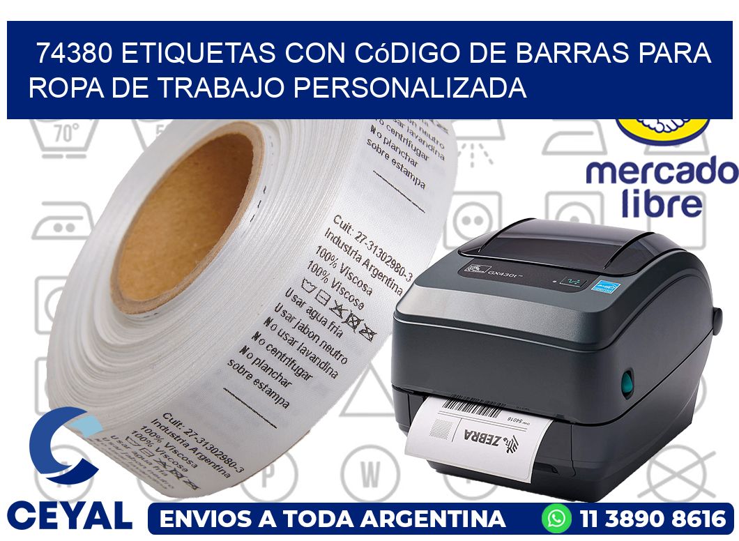 74380 Etiquetas con código de barras para ropa de trabajo personalizada