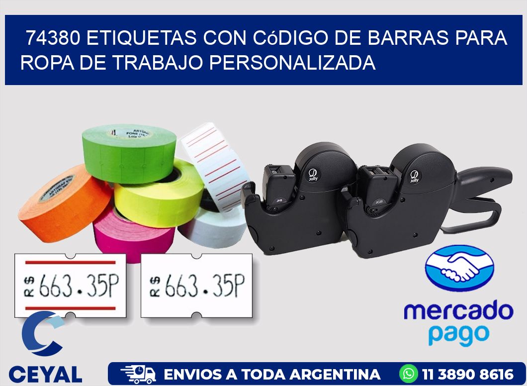 74380 Etiquetas con código de barras para ropa de trabajo personalizada