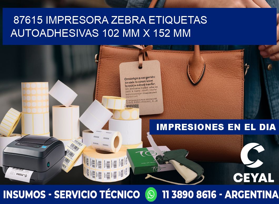 87615 impresora zebra etiquetas autoadhesivas 102 mm x 152 mm