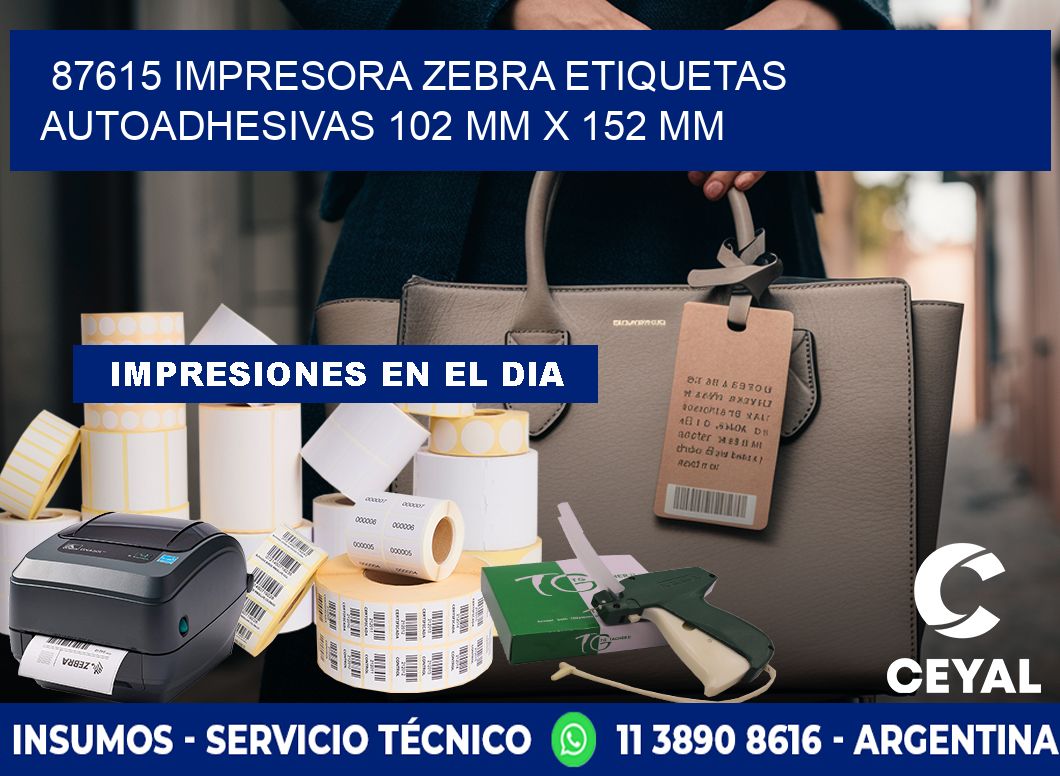 87615 impresora zebra etiquetas autoadhesivas 102 mm x 152 mm