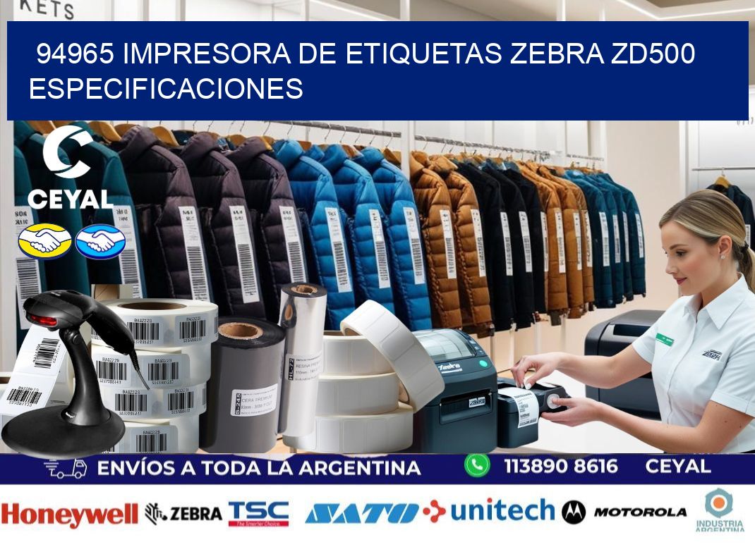 94965 impresora de etiquetas Zebra ZD500 especificaciones