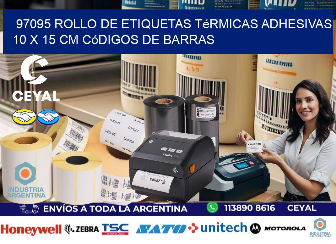 97095 Rollo de Etiquetas Térmicas Adhesivas 10 x 15 cm Códigos de Barras