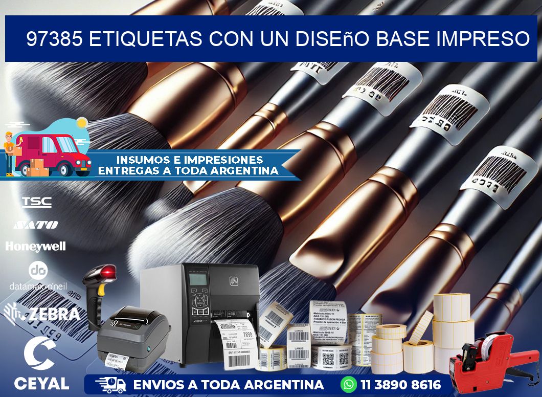 97385 etiquetas con un diseño base impreso