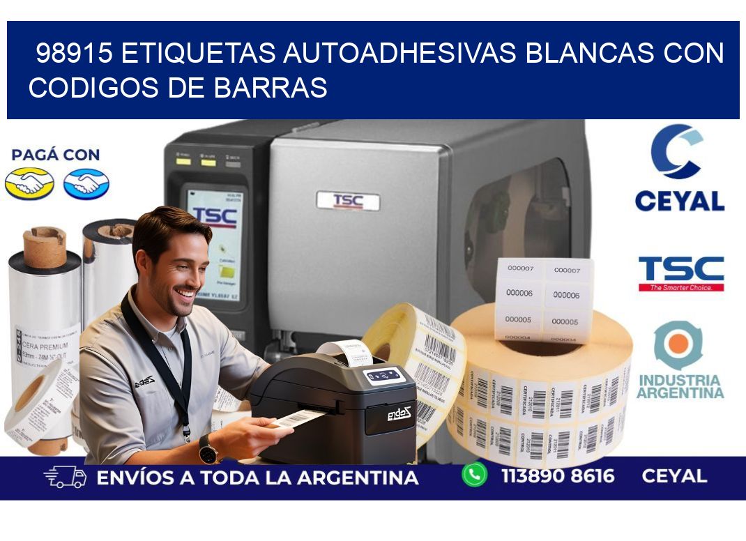 98915 etiquetas autoadhesivas blancas con codigos de barras