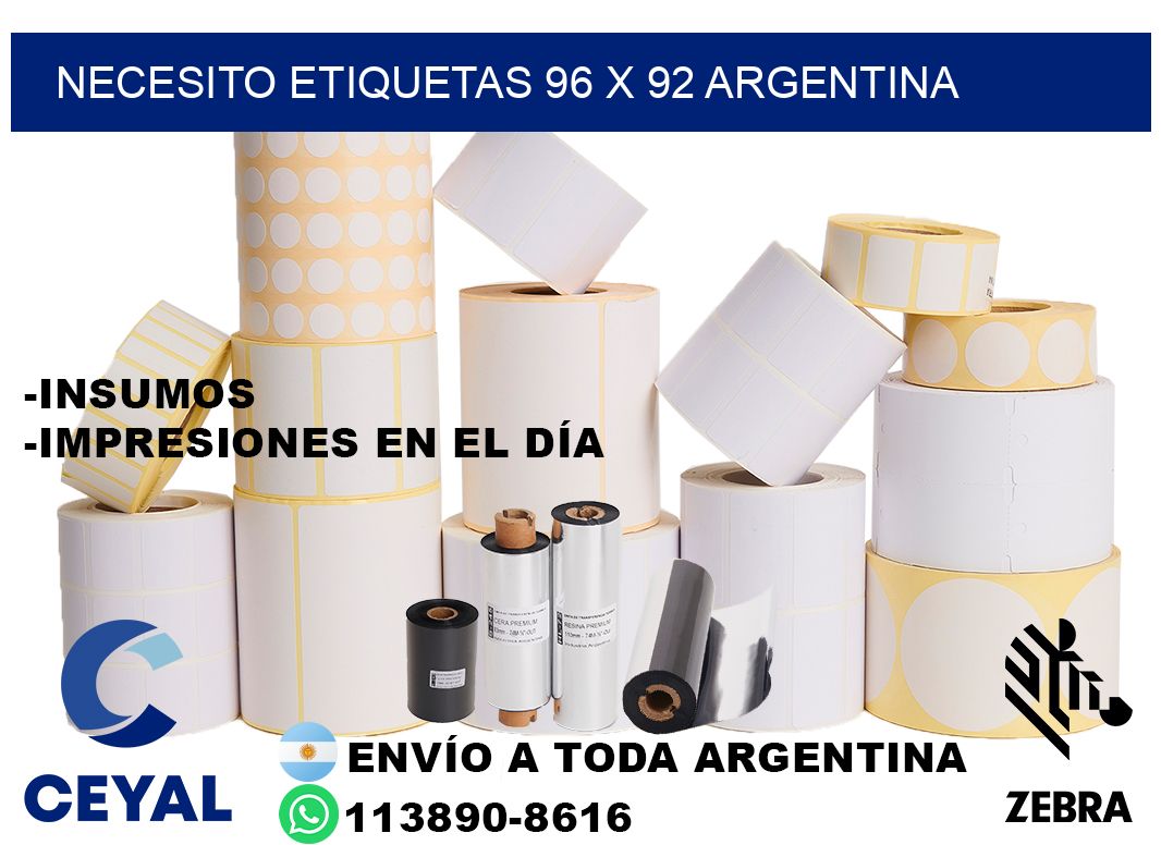 Necesito etiquetas 96 x 92 argentina