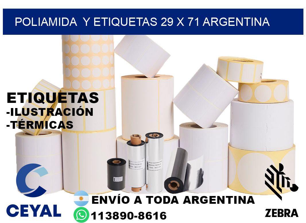 Poliamida  y etiquetas 29 x 71 argentina