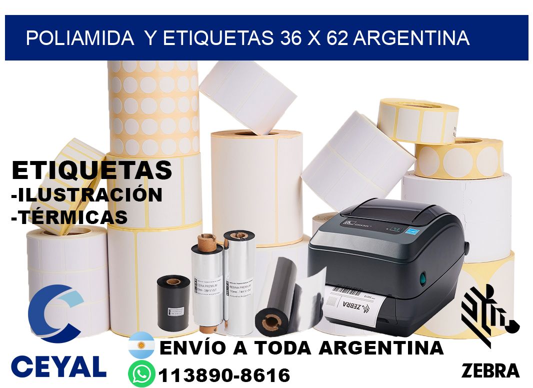 Poliamida  y etiquetas 36 x 62 argentina