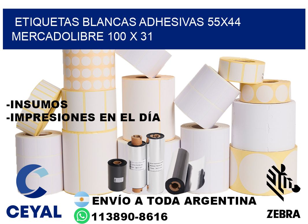 etiquetas blancas adhesivas 55x44 mercadolibre 100 x 31