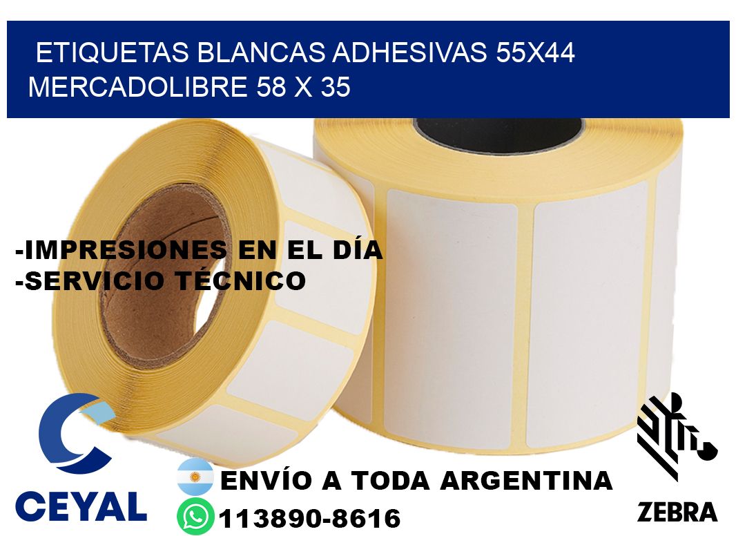 etiquetas blancas adhesivas 55x44 mercadolibre 58 x 35