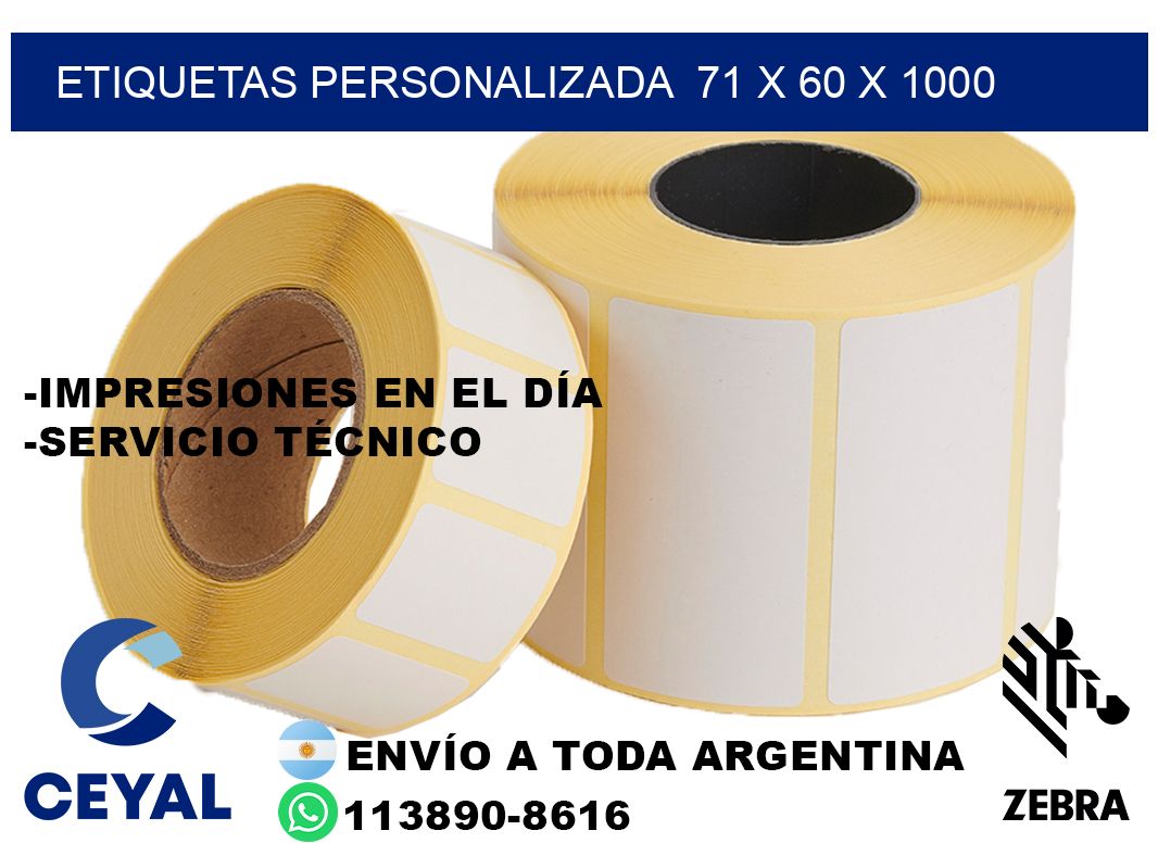 etiquetas personalizada  71 x 60 x 1000