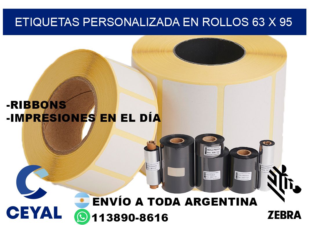 etiquetas personalizada en rollos 63 x 95