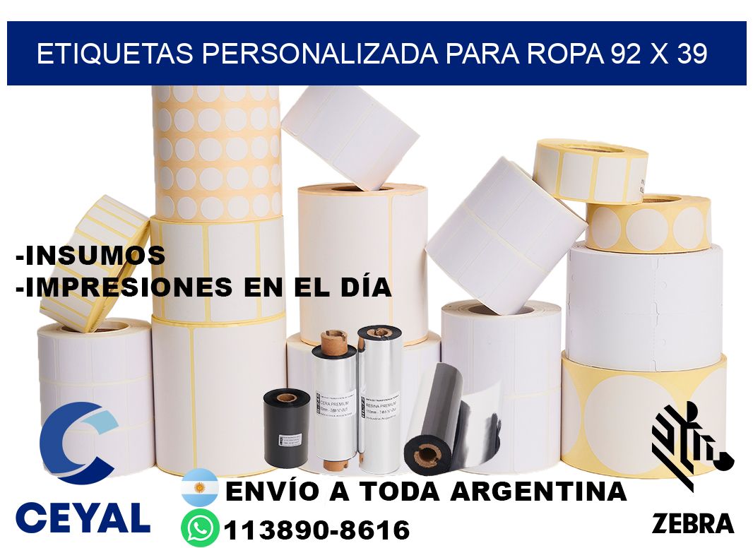 etiquetas personalizada para ropa 92 x 39
