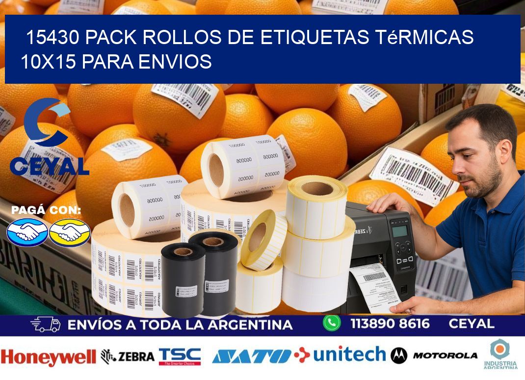 15430 pack rollos de etiquetas térmicas 10x15 para Envios
