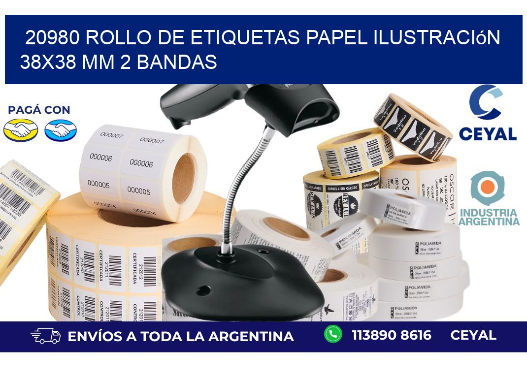 20980 Rollo de Etiquetas Papel Ilustración 38x38 Mm 2 Bandas