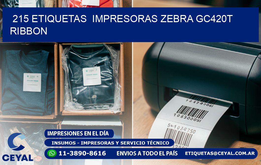 215 etiquetas  impresoras zebra gc420t ribbon