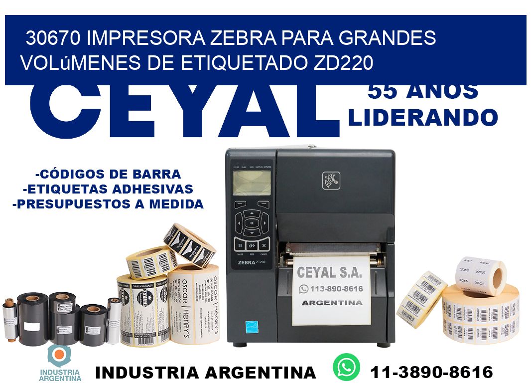 30670 impresora Zebra para grandes volúmenes de etiquetado ZD220